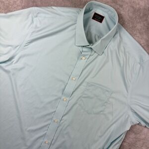 Untuckit Button Up Shirt Mens L Blue White Geometric Performance Nylon Preppy